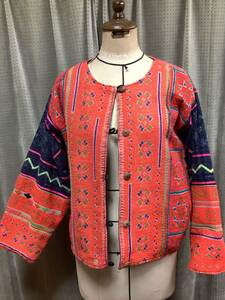 タイ　メオ(モン)族　リバーシブルジャケット　手刺繍　民族衣装木綿古布古着