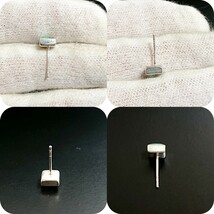 5905A SILVER925★1個売り★四角 ターコイズピアス シルバー925 天然石 グリーン系 インディアンジュエリー ナバホ 片方売り ワンポイント _画像8