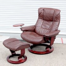 T766) EKORNES エコーネス メイフェア Lサイズ 本革 レザー ストレスレスチェア クラシック リクライニング 椅子 オットマン 北欧_画像1