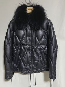 SKULL FLIGHT original leather ram leather down jacket Rider's quilting Skull flight S black all leather 