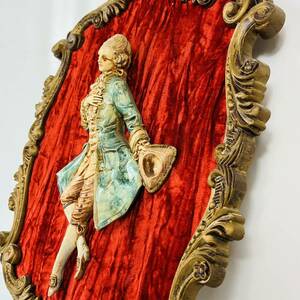 NA4127 飾り額 イタリア製 貴族紳士 人形 飾り 壁掛け インテリア コレクション アンティーク 検K