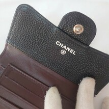 シャネル CHANEL 3つ折り財布 マトラッセ キャビアスキン 黒 シルバー金具 財布 正規品 即決 送料無料 ブラック_画像6