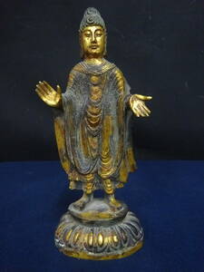 T50　朝鮮美術　仏教美術　金銅仏　鍍金仏　新羅仏　高24.5ｃｍ