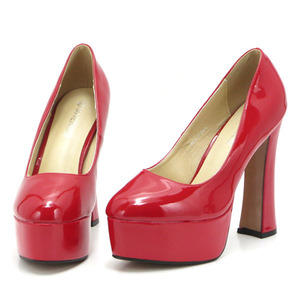  new goods large size pumps red 27cm 131420-44 enamel style front thickness bottom storm high heel futoshi heel 