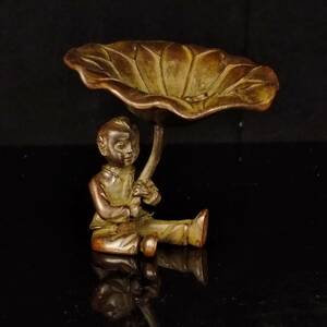 【古寶奇蔵】銅製・荷葉童子・置物・賞物・中国時代美術