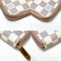 ▼LOUIS VUITTON N63503 ダミエ アズール ジッピーウォレット キャンバス 長財布 ラウンドファスナー アイボリー系 布袋/箱付 RFID反応OK_画像6