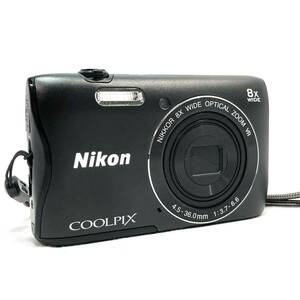 ▼Nikon COOLPIX S3700 コンパクトデジタルカメラ NIKKOR 8X WIDE OPTICAL ZOOM VR 4.5-36.0mm 1:3.7-6.6 ブラック ニコン 動作未確認