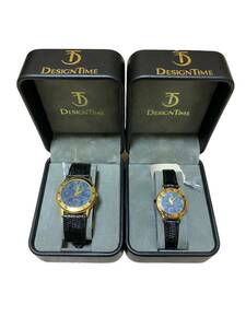 18615 DESIGN TIME デザインタイム モザイクオパール文字盤 ゴールド ペアウォッチ 2点セット 3針 クォーツ QUARTZ 腕時計 箱有り ジャンク