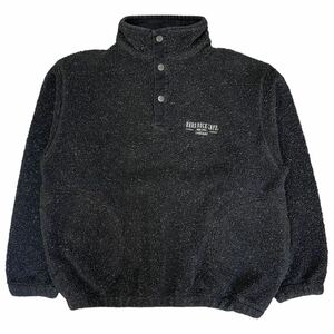90s Hard Rock Cafe フリース ジャケット XL ブラック スナップT ワンポイント ロゴ 刺繍 プルオーバー ハードロックカフェ ヴィンテージ