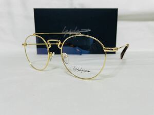 【ヨウジヤマモト メガネフレーム】YOHJI YAMAMOTO YY3004 004 50□20-145 未使用 美品 伊達眼鏡 ゴールド 丸メガネ ダブルブリッジ