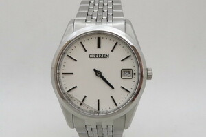 1円～【美品】CITIZEN THE CITIZEN ザ・シチズン A805 0350-C30919 QZ クォーツ 白文字盤 3針 デイト 純正ベルト メンズ腕時計　1-2-21