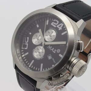 1246▲ MAX XL WATCHES 腕時計 5-MAX522 5気圧防水 クロノグラフ カレンダー コレクター メンズ ブラック 交換用レンズ3枚付【1124】