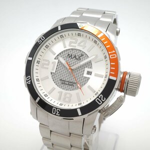 1263〇/MAX XL WATCHES 腕時計 Special Edition 5-MAX 546 メタル/ラバー ベルト交換可能 20気圧防水 メンズ シルバー/オレンジ【1124】