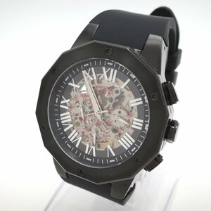 1581@[Sonne] ゾンネ 腕時計 H026BK-BK シルバー 文字盤 ステンレススチール 自動巻 43MM Watch メンズ ブラック【1577】