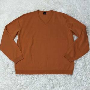 【希少カラー】XXLサイズ HUGO BOSS セーター ニット オレンジ イタリア製 大きいサイズ メンズ ウール 3Lサイズ