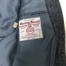 【英国製・希少】Harris Tweed × Dunn&Co ハリスツイード ヘリンボーン テーラードジャケット L相当 クルミボタン メンズ 青 ブルー系 _画像7