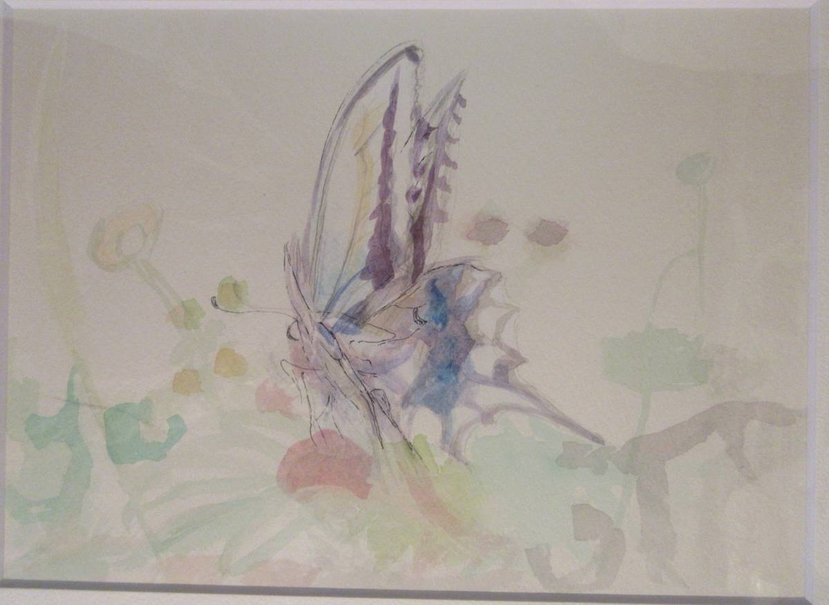 희귀한 고다 사와코 나비 오리지널 액자 있음, 그림, 수채화, 동물 그림