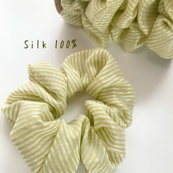 シルク　silk 100 シュシュ　ハンドメイド