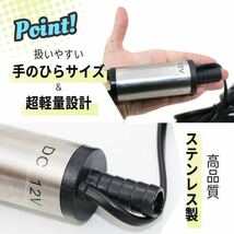 水中ポンプ ビルジポンプ 12V 小型 ワニクリップ ライブウェル 静音 スイッチ キャンプ シャワー ボート 釣り バッテリー 給水 排水 水槽_画像2