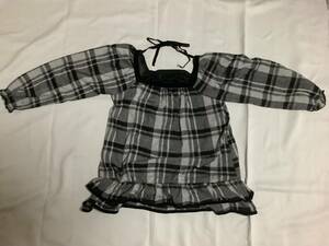 * free shipping * lady's ba Rune sleeve tunic /S-M/ three bell LD prime/USED/ black gray check 