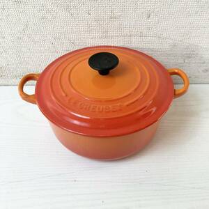 535＊中古品 LE CREUSET/ル・クルーゼ ココっとロンド チェリー 両手鍋 20cm 調理器具 キッチン用品 現状品＊