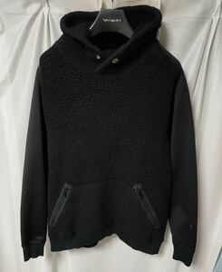 AKM × BROWN BUNNY BOA CHANGE NECK HOODIE ウールボア×ジャージー コンチョボタン パーカー XL 定価約5万円