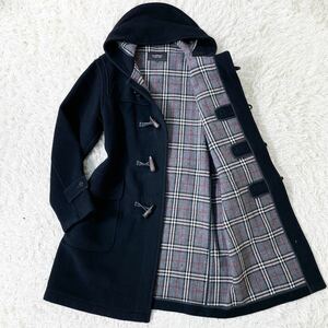 バーバリー ブラックレーベル ウール フード ダッフル コート ノバチェック 黒 BURBERRY BLACKLABEL ジャケット ブルゾン アウター ロング