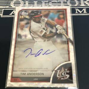 2023 TOPPS World Baseball Classic WBC Tim Anderson USA　AUTO VARIATIONS CRACKED ICE FOIL　直筆サインカード　/99枚限定 