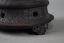 時代金工 金龍堂造 鉄製 涼炉 高13,5cm 煎茶道具 細密細工 古美術品[c57]_画像7