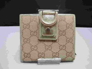 期間限定セール グッチ GUCCI 二つ折り財布 GGキャンバス ベージュ ゴールド レディース ラウンドファスナー コンパクトウォレット 154255