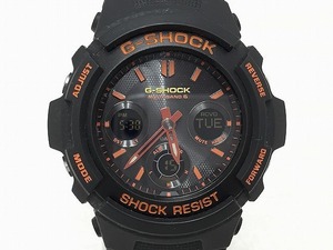 カシオ CASIO G-SHOCK マルチバンド6 電波ソーラー メンズ 腕時計 ブラック/オレンジ AWG-M100