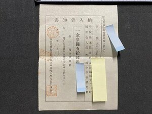 ｃ◆　大正13年 印刷物　1枚　納入告知書　授業料　新潟県立六日町中学校　当時物　/　B10上