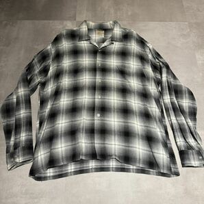 60s BRENT オンブレ レーヨン シャツ XL 黒 白の画像1