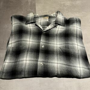 60s BRENT オンブレ レーヨン シャツ XL 黒 白の画像9