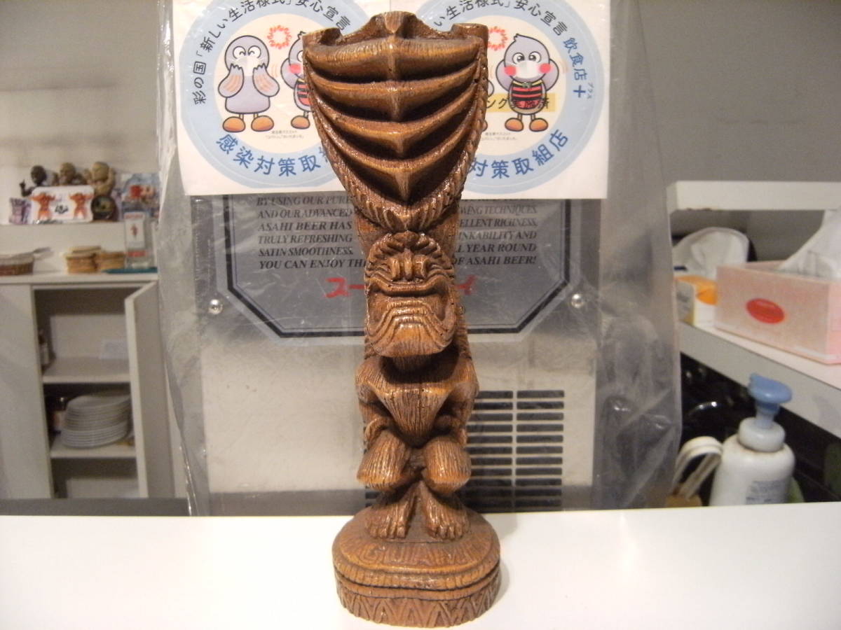 Showa Retro★Hecho en EE.UU.★Vintage★80s HECHO EN GUAM 28cm Dios TIKI Tiki Estatua Hawaii Guam Figura Objeto Muñeca Deidad Guardiana Tropical, Artículos hechos a mano, interior, bienes varios, ornamento, objeto