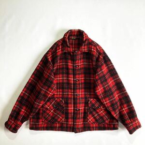 ビッグサイズ☆良好 40s 50s ウール カバーオール 赤 黒 白 ビンテージ USA製 ジャケット タータンチェック