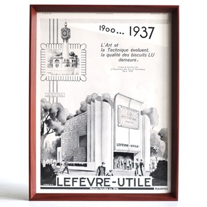 LEFEVRE-UTILE LU リュ 1937年 ビスケット フランス アンティーク 広告 額装品 レア ヴィンテージ インテリア フレンチ ポスター 稀少