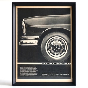 Mercedes-Benz メルセデスベンツ 1965年 フランス ヴィンテージ 広告 額装品 ドイツ 旧車 インテリア フレンチ ポスター 稀少