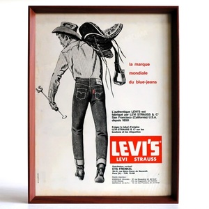 LEVI'S リーバイス 1963年 サドルマン ビッグE フランス ヴィンテージ 広告 額装品 インテリア コレクション フレンチ ポスター 稀少