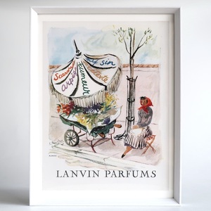 LANVIN ランバン 1948年 香水 Guillaume Gillet イラスト フランス ヴィンテージ 広告 額装品 インテリア フレンチ ポスター 稀少 