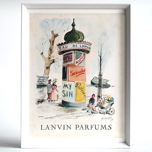 LANVIN ランバン 1949年 香水 Guillaume Gillet イラスト フランス ヴィンテージ 広告 額装品 インテリア フレンチ ポスター 稀少