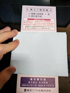 【最新】東京テアトル株主優待券8枚綴＋割引証（男性名義）東京テアトル映画ご招待券※2024年2～7月有効②