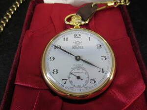 【70011】動作品 WATEX pocket watch ワテックス 懐中時計 手巻き 昭和天皇 成婚 60年記念 ゴールド 菊紋 鳳凰 17石 スイス製