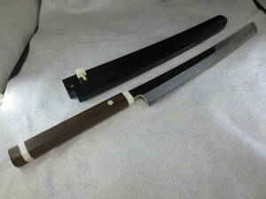 【70023】美品 源泰邦作 柳刃包丁 青鋼 黒檀八角柄 刃渡り：約32cm 全長：約49.5cm