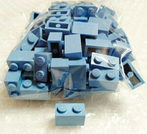 100個　1×2　ミディアムブルー　ブロック　LEGO　レゴ　未組み立て　未使用　パーツ　部品