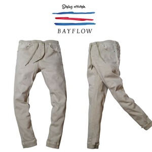 ●良品 BAYFLOW 小僧見えしない味だしベージュのジョガーパンツ B-FLEX ストレッチ◎ OCEANS掲載ブランド S～M size2 ベイフロー