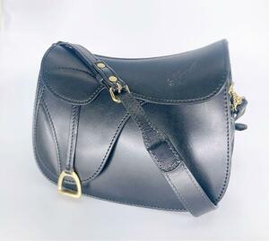  rare Itagaki saddle shoulder bag black metal fittings black 