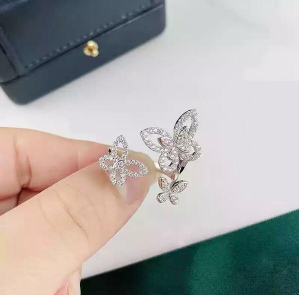 309 バタフライ シルバー リング 蝶 czダイヤモンド s925 宝石 韓国 ジュエリー アクセサリー ブライダル ストーン 結婚式 ドレス