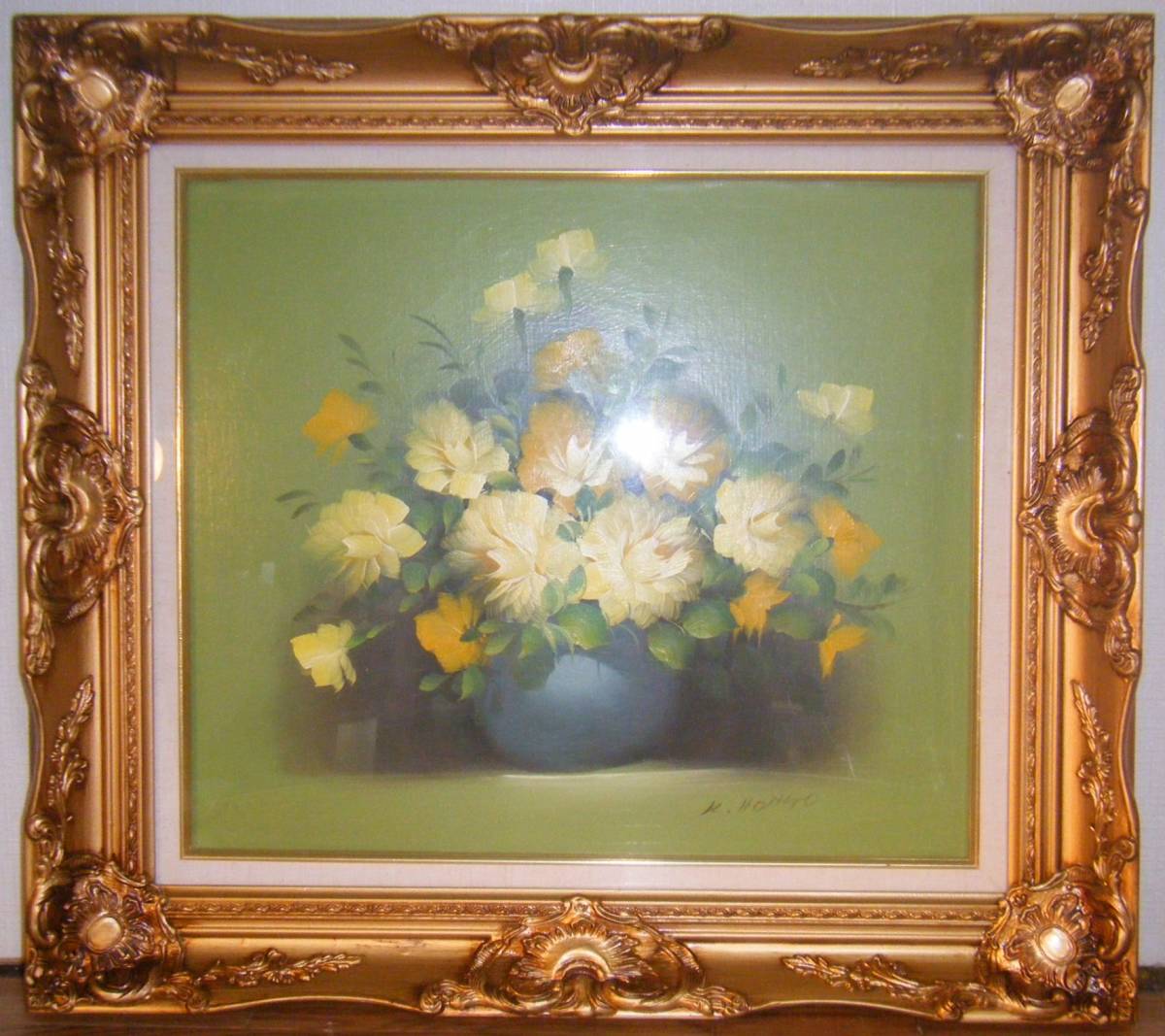 Pintura de artista desconocido., firmado, pintura al óleo, tamaño 10, flor, obra maestra, P180, Cuadro, Pintura al óleo, Naturaleza muerta