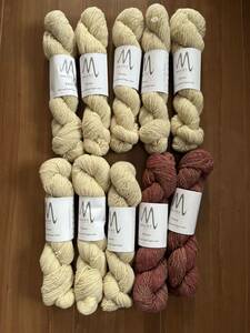 ★新品★海外手染め毛糸Moeke yarns Elena col.Natural 8かせ、Madder×2かせ